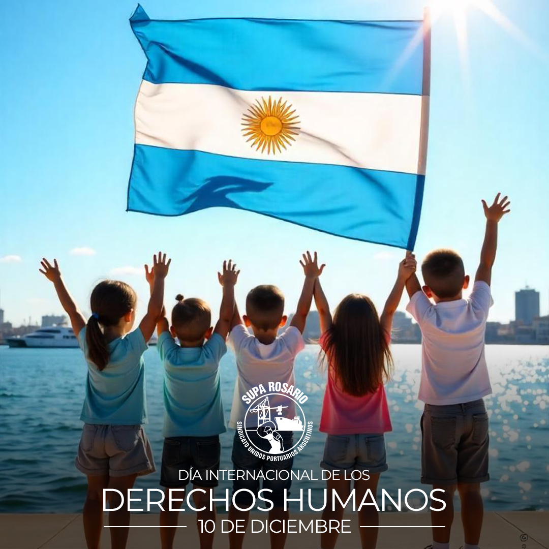 Trabajadores portuarios en acto por los derechos humanos