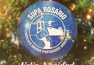 Trabajadores portuarios celebrando las fiestas