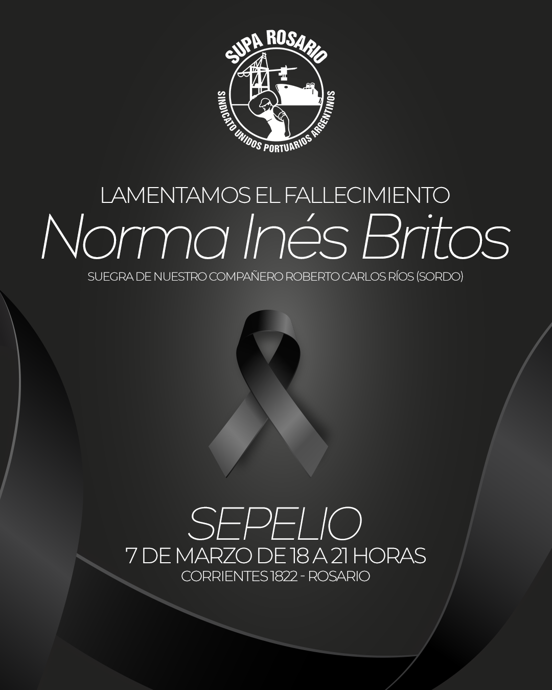 Ceremonia de sepelio de Norma Inés Britos