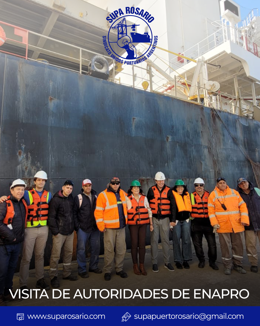 Autoridades de ENAPRO visitando las Unidades 6 y 7 de Servicios Portuarios