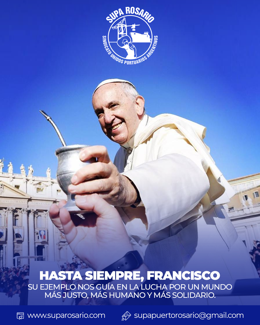 Despedida al Papa Francisco en acto gremial