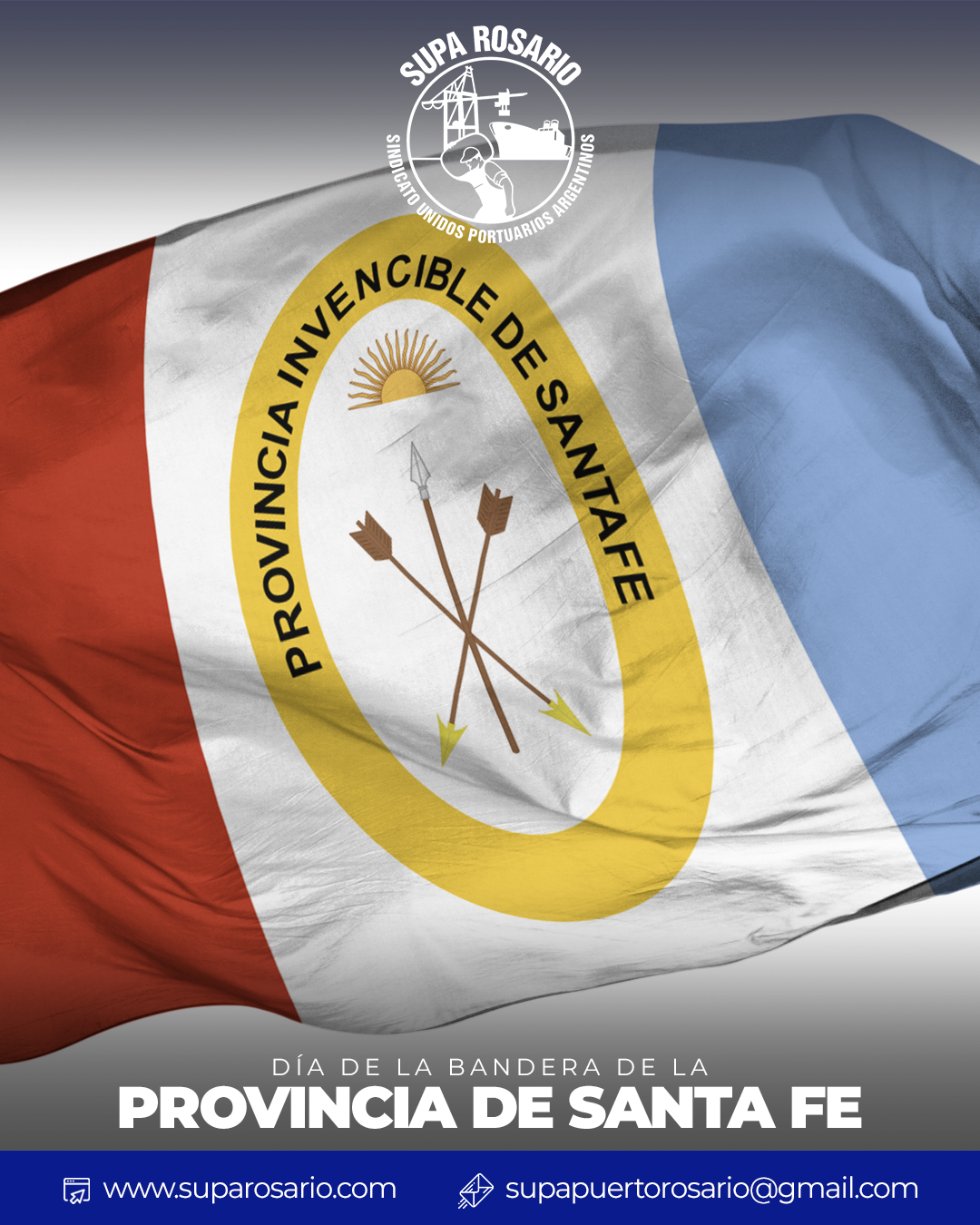 Celebración del Día de la Bandera de Santa Fe con trabajadores portuarios