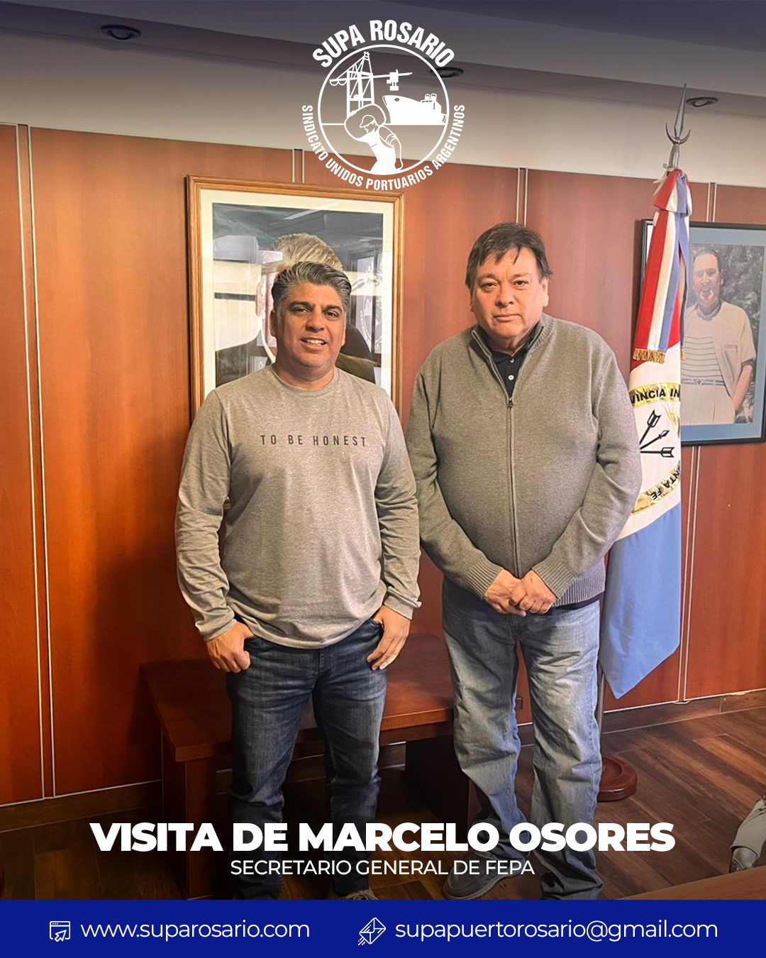 Marcelo Osores en reunión con trabajadores portuarios de SUPA Rosario