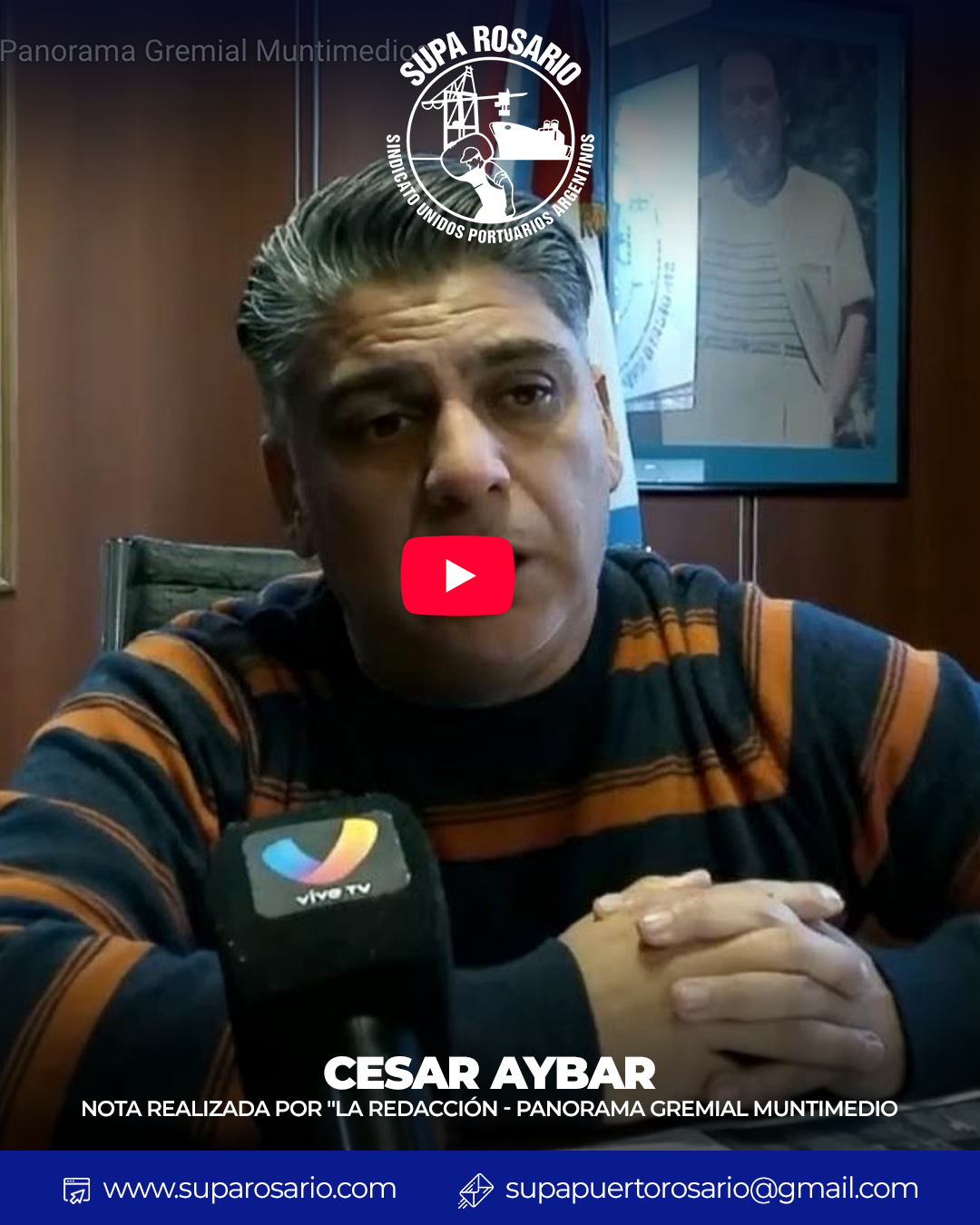 César Aybar durante una entrevista sobre capacitaciones para trabajadores portuarios
