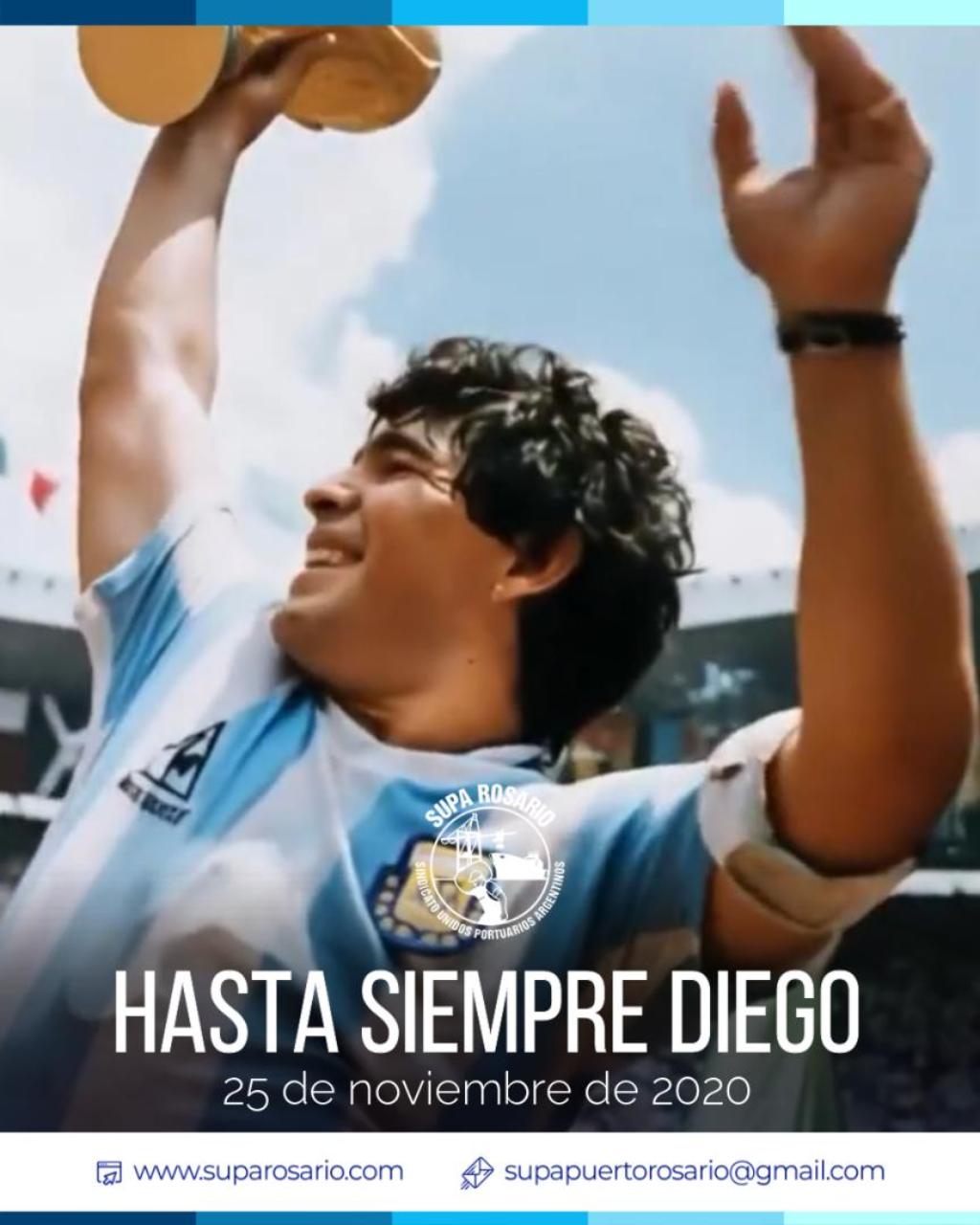 Homenaje a Diego Maradona en el contexto portuario