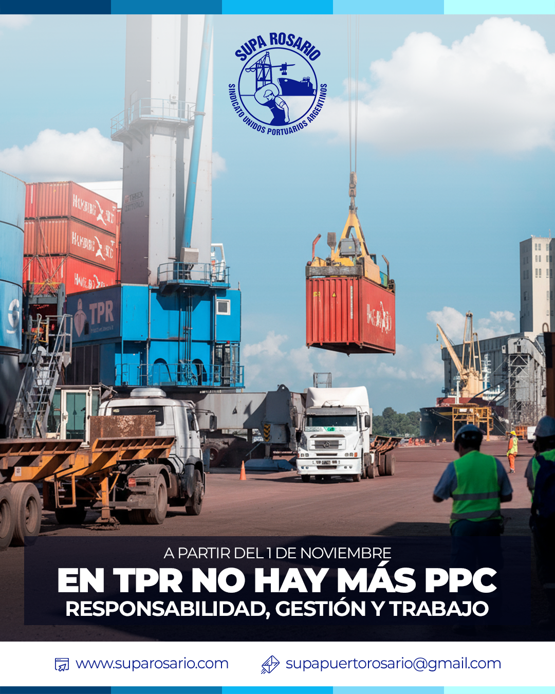 Reunión de trabajadores portuarios sobre la finalización del PPC