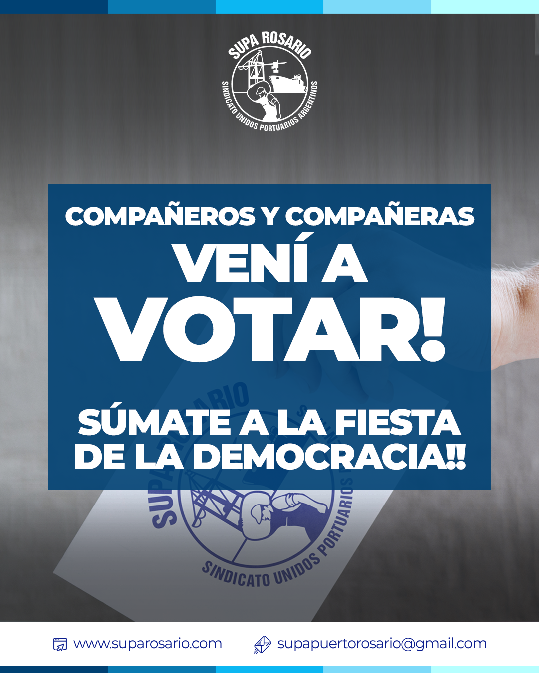 Trabajadores portuarios votando en elecciones sindicales