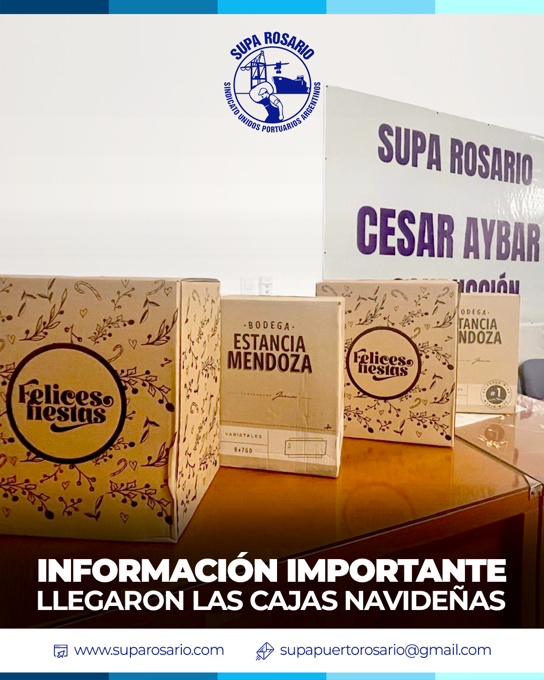 Entrega de cajas navideñas en la sede de SUPA Rosario