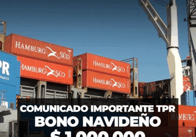 Trabajadores portuarios recibiendo el Bono Navideño en TPR