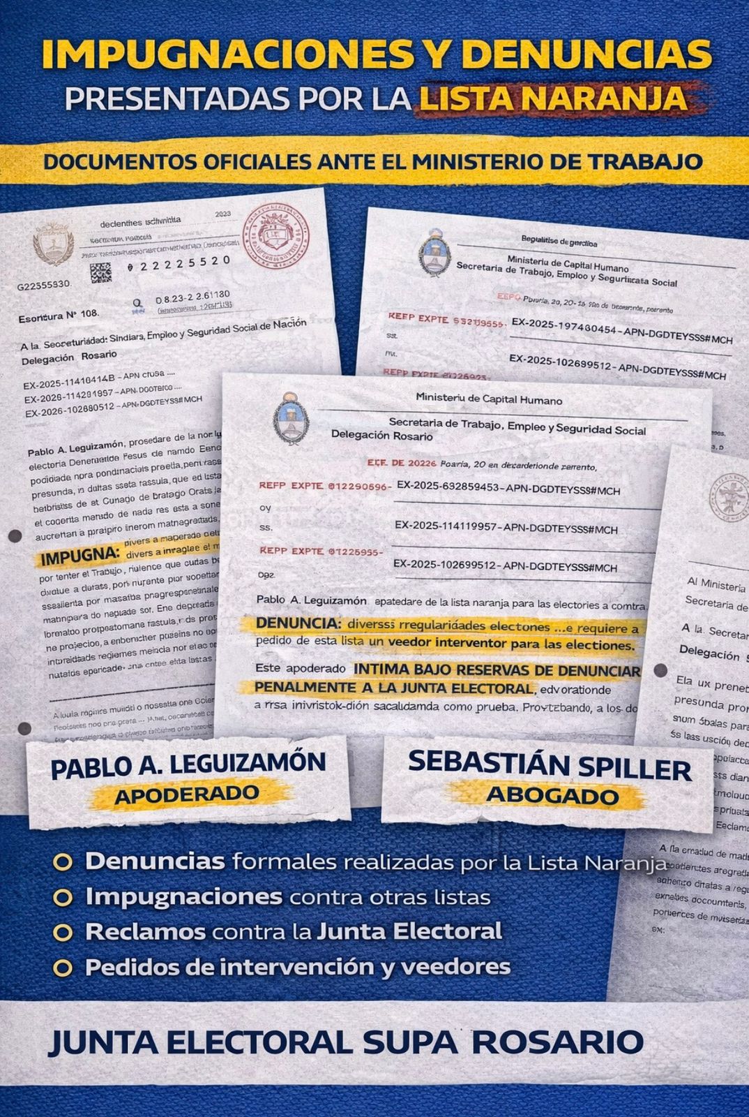 Documentos de denuncias presentadas ante el Ministerio de Trabajo
