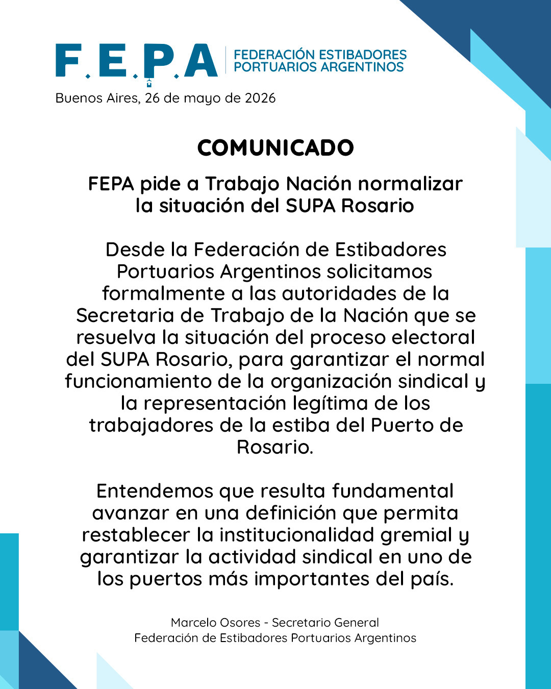 Comunicado sobre la situación de los trabajadores portuarios